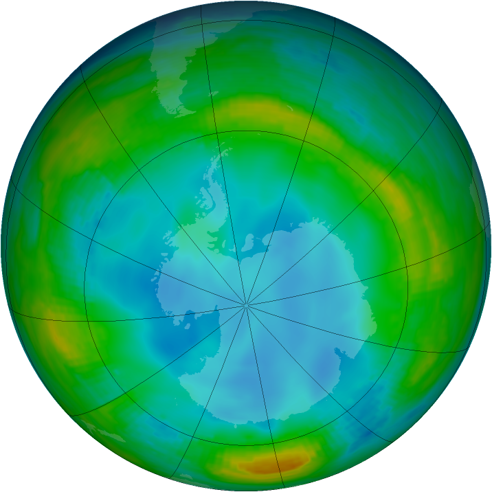 Antarctic ozone map for 13 July 1987